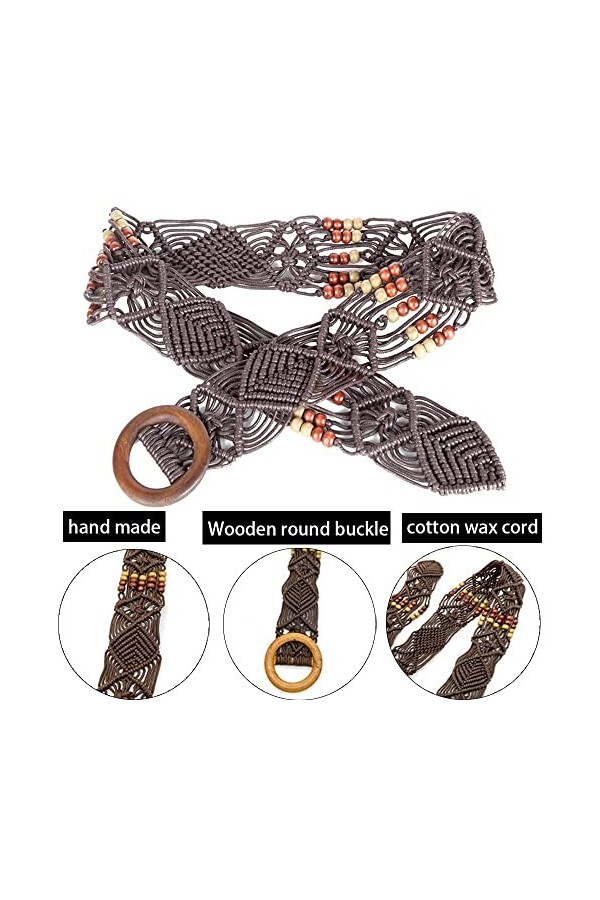 QNMD Ceinture Tressée pour Femme, 100-105CM Ceinture de Vêtements, Élastique Ceinture de Robe Tressée, Ceinture en Paille Tis