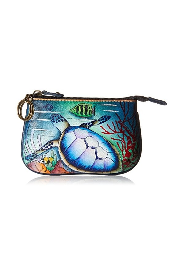 Anuschka - Sac à fermeture éclair de taille moyenne en cuir véritable et peint à la main pour femme - Elephant Mandala