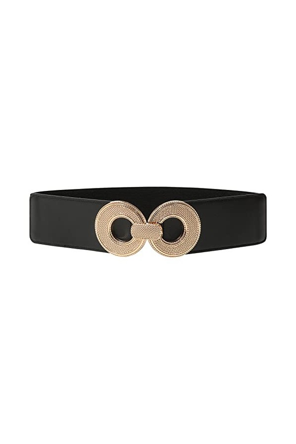 Kajeer Ceinture Large pour Femmes - Ceinture élastique pour Femmes avec Boucle danneau doré Ceinture Vintage pour Robes de F