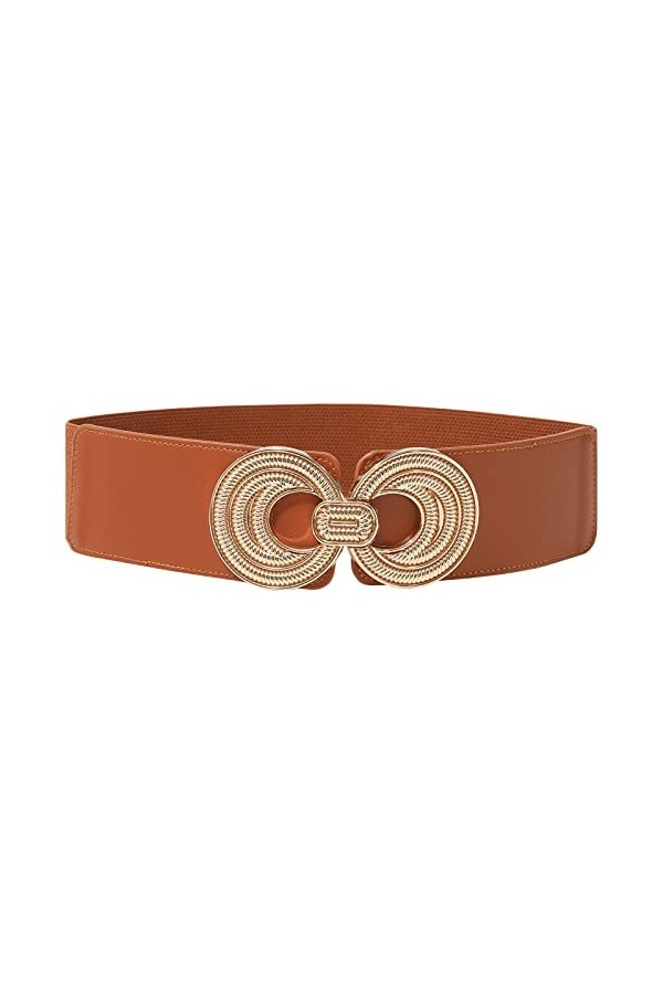 Kajeer Ceinture Large pour Femmes - Ceinture élastique pour Femmes avec Boucle danneau doré Ceinture Vintage pour Robes de F