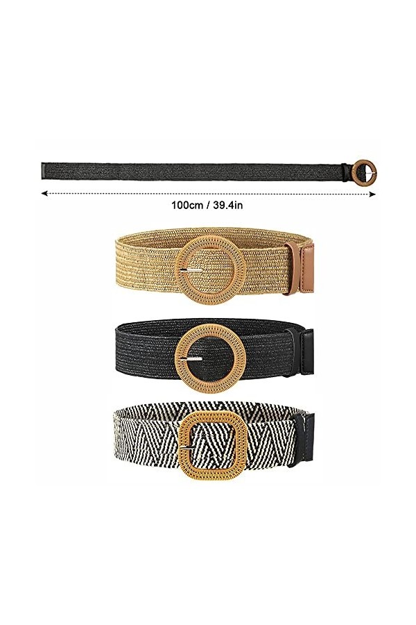 3 Pièces Ceinture Femme, Ceinture Tissée, Ceinture De Robe Tressée, Tissée Femme Ceinture, Pour Les Voyages, Les Fêtes, Les P