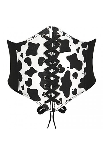 YeeHeen Ceinture Corset pour Femme Ceintures Larges En Cuir à lacets Serre-taille Waspie Noué élastique pour Robe 95CM Cow Bl