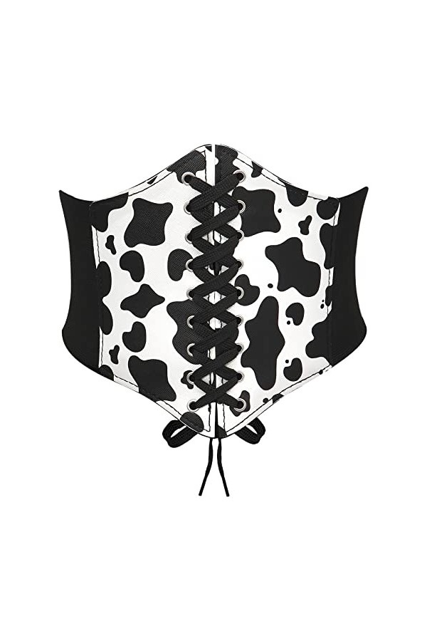 YeeHeen Ceinture Corset pour Femme Ceintures Larges En Cuir à lacets Serre-taille Waspie Noué élastique pour Robe 95CM Cow Bl