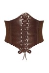 YeeHeen Ceinture Corset pour Femme Ceintures Larges En Cuir à lacets Serre-taille Waspie Noué élastique pour Robe 95CM Cow Bl