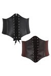 Guador 2 pièces ceinture à lacets nouée ceinture de guêpe bandage élastique en cuir ceinture moulante dames corset à lacets d
