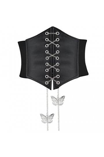 YeeHeen Ceintures Corset pour Femmes Ceinture Papillon en Cuir à Lacets Ceinture élastique Rétro Ceinture Serre-Taille Large 