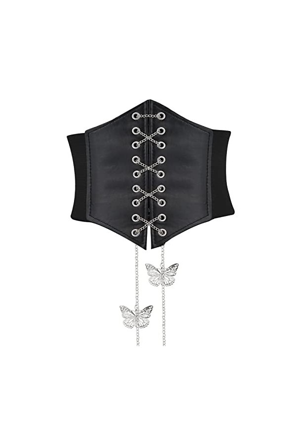 YeeHeen Ceintures Corset pour Femmes Ceinture Papillon en Cuir à Lacets Ceinture élastique Rétro Ceinture Serre-Taille Large 