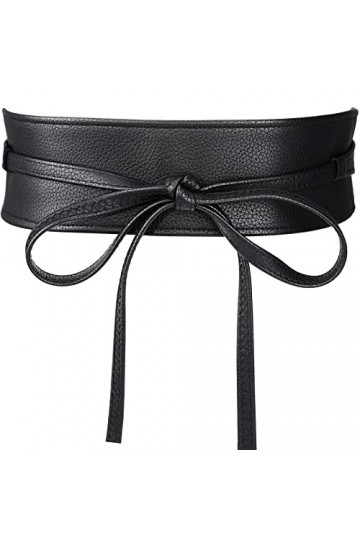 Gomerbesen Ceinture à large bande nouée pour femme Noir 1 Taille unique
