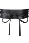 Gomerbesen Ceinture à large bande nouée pour femme Noir 1 Taille unique
