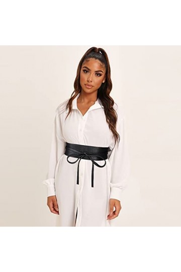 Gomerbesen Ceinture à large bande nouée pour femme Noir 1 Taille unique