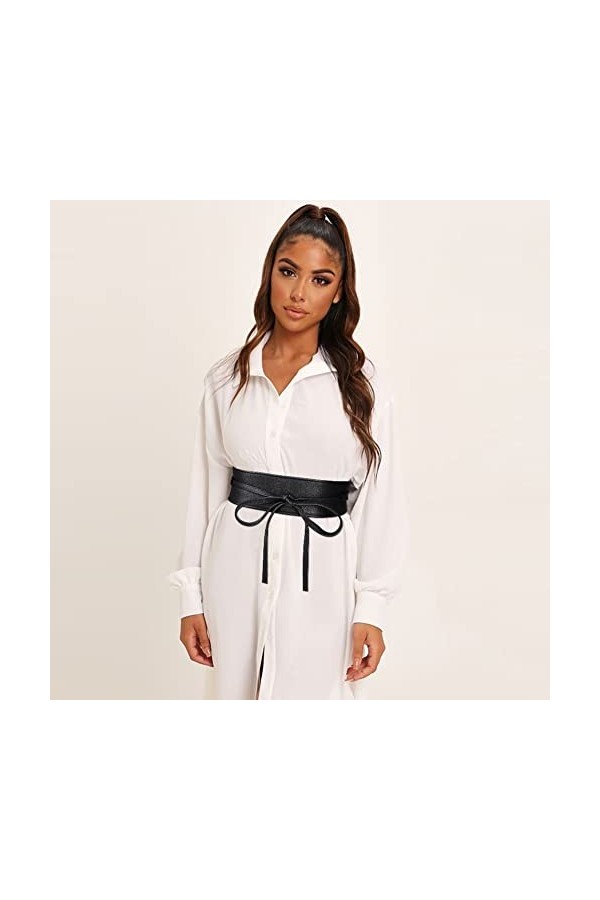 Gomerbesen Ceinture à large bande nouée pour femme Noir 1 Taille unique
