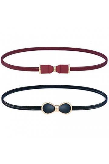 Lamdgbway 2 Pièces Femmes Ceintures En Métal Maigres Ceinture Extensible Mince Pour Robe Jean Ensemble 1