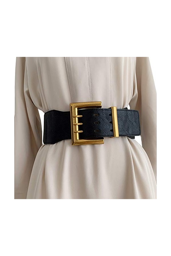 Longwu femmes mode ceinture noire ceinture large élastique extensible ceinture robe manteau pull ceinture pour dames