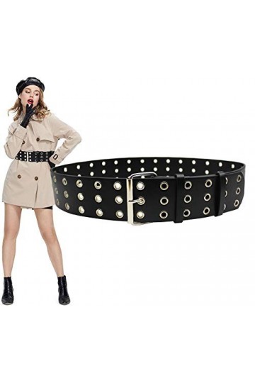 Longwu femmes mode ceinture noire Rivets ceinture taille Ultra-large ceinture à double boutonnage robe manteau ceinture pour 