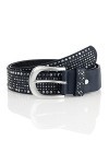irisaa Ceinture large à rivets vintage pour femme, bleu marine, 90
