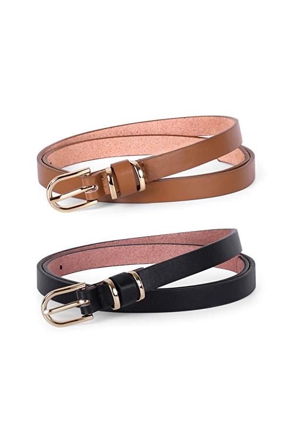 JasGood Lot de 4 ceintures fines en cuir pour femme - - XXL:pantalon w 140 cm 43/48"