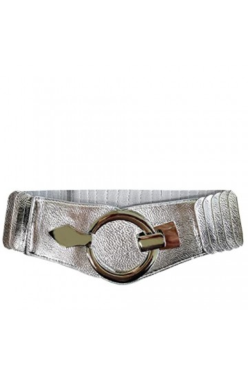 Gloop Ceinture élastique pour femme - Largeur : 6 cm - Anneau argenté, Argent 18900a26, taille unique