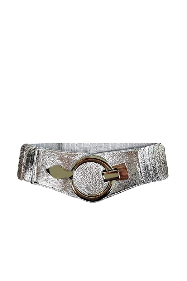 Gloop Ceinture élastique pour femme - Largeur : 6 cm - Anneau argenté, Argent 18900a26, taille unique