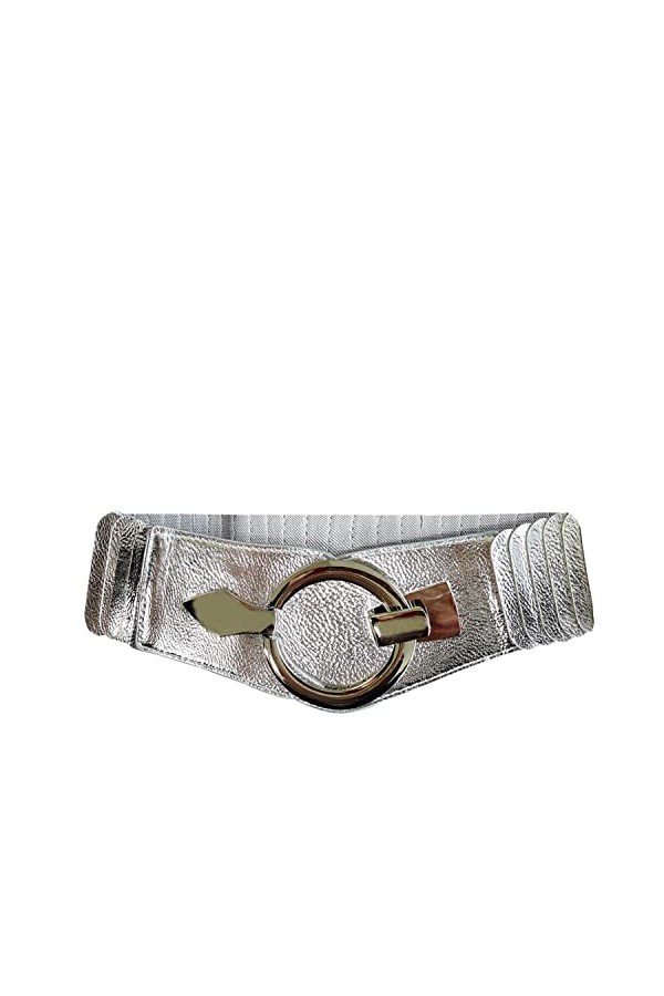 Gloop Ceinture élastique pour femme - Largeur : 6 cm - Anneau argenté, Argent 18900a26, taille unique