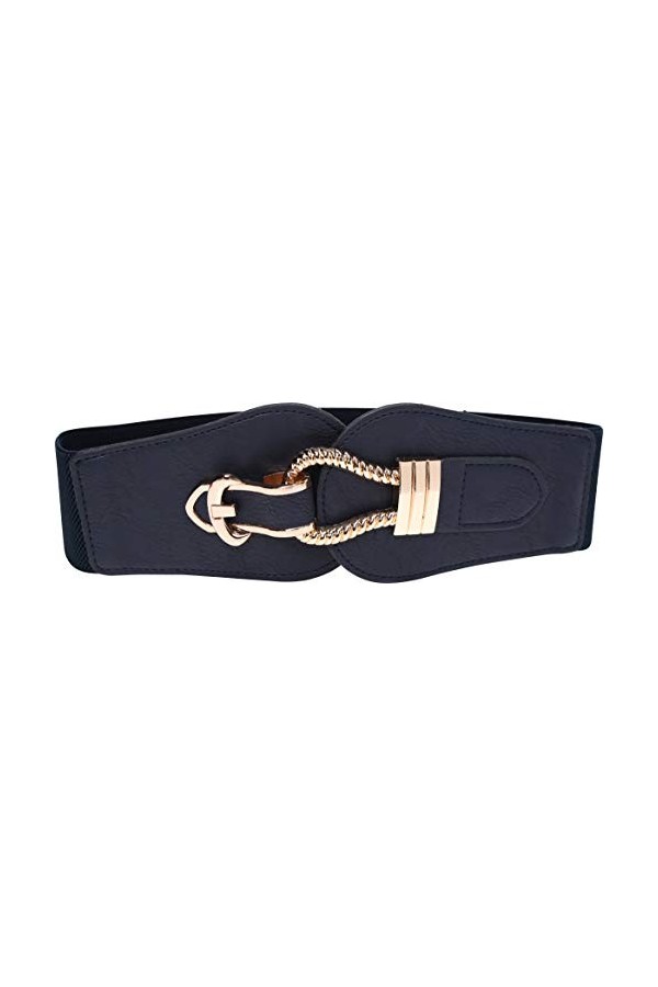 BlackButterfly Vintage Élastique Corde Crochet Ceinture Bleu nuit, M 