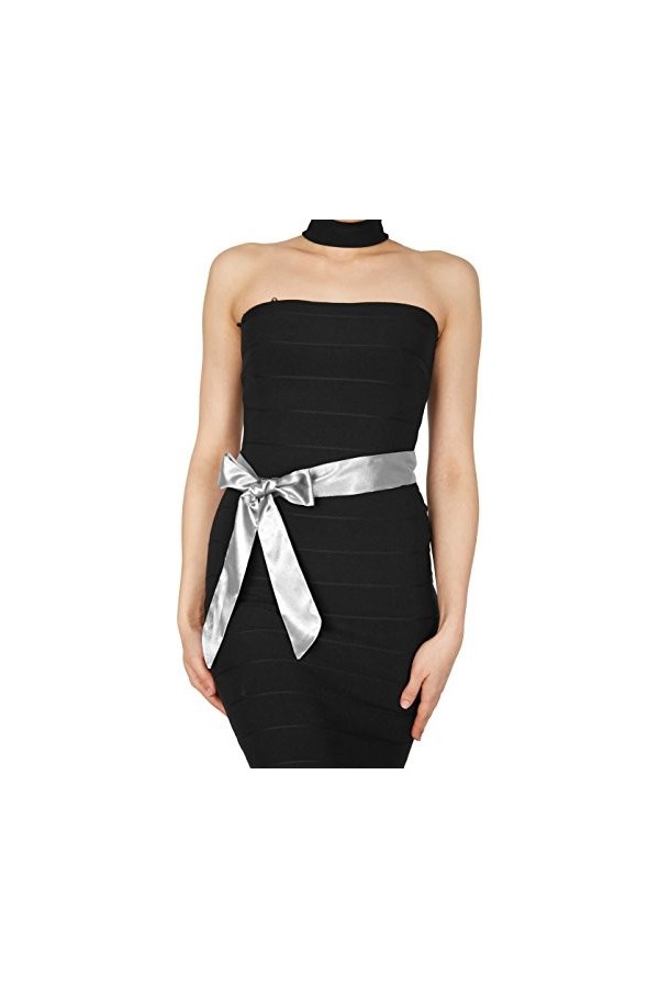 BlackButterfly Mariage Noeud Papillon Demoiselle dhonneur de Bal Ceinture de Satin Argenté, 15W / 250L 
