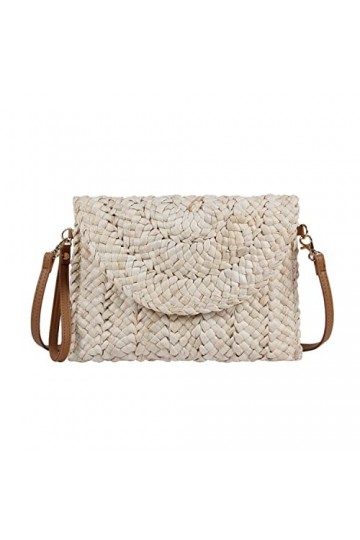 7VSTOHS Pochette en Paille pour Femmes dété Pochette Sacs à Main Plage enveloppe Portefeuille tissé Sacs à Main