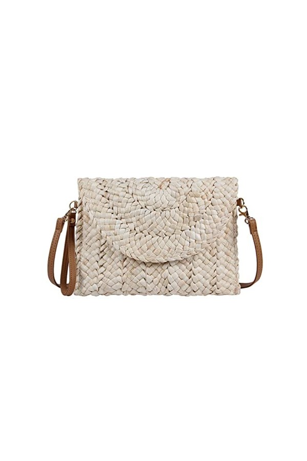 7VSTOHS Pochette en Paille pour Femmes dété Pochette Sacs à Main Plage enveloppe Portefeuille tissé Sacs à Main