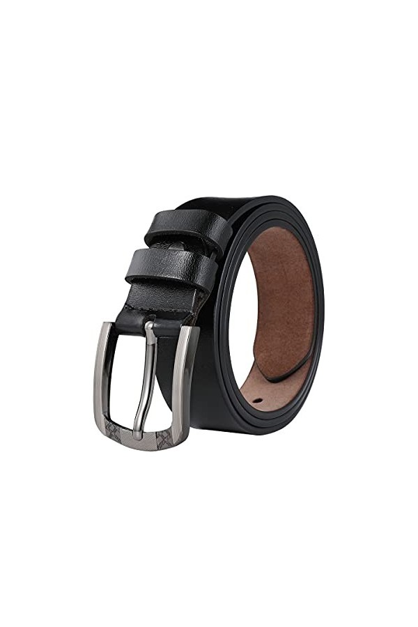 TEAMMAO Ceinture Femme Cuir Ceintures Grande Taille 110CM-180CM Noir Ceinture 3,5CM de Large Affaires Mode Jeans Robe Femme C