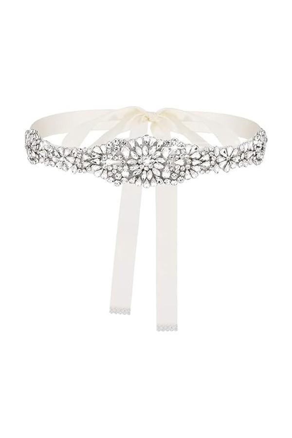 LEEQBCR Strass Ceinture de Mariée, Nuptiale Ruban Ceinture de Mariage avec Cristal Accessoire Elégant Cristal Ceinture de Mar