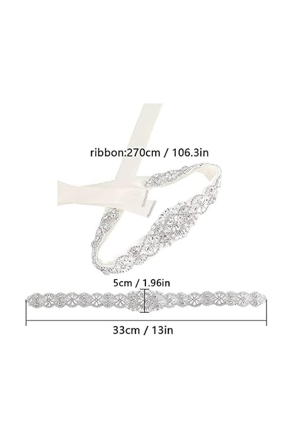 LEEQBCR Strass Ceinture de Mariée, Nuptiale Ruban Ceinture de Mariage avec Cristal Accessoire Elégant Cristal Ceinture de Mar