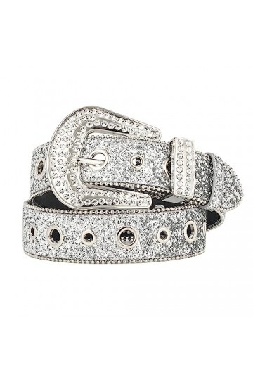 WELROG Ceinture Femmes Strass Ceinture - bb Ceinture y2k Ceinture Western Cowgirl Ceinture en cuir pour Jeans Hommes