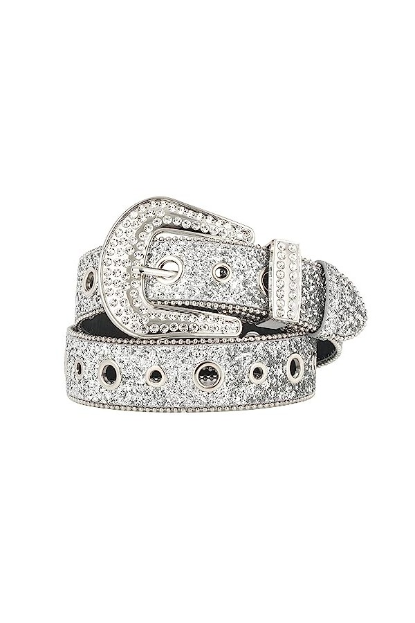 WELROG Ceinture Femmes Strass Ceinture - bb Ceinture y2k Ceinture Western Cowgirl Ceinture en cuir pour Jeans Hommes