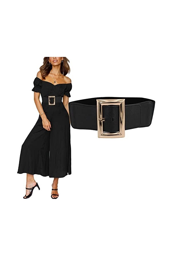 Ceinture élastique large avec boucle en métal, ceinture extensible pour femme, Style A, taille 23/32"