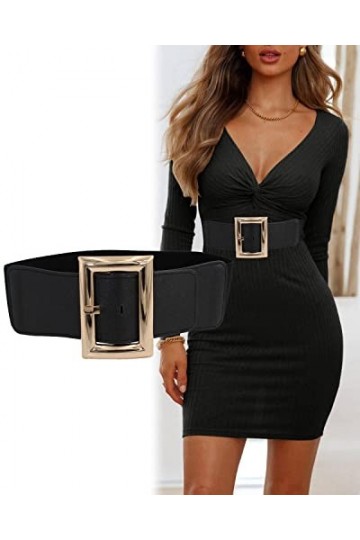 Ceinture élastique large avec boucle en métal, ceinture extensible pour femme, Style A, taille 23/32"
