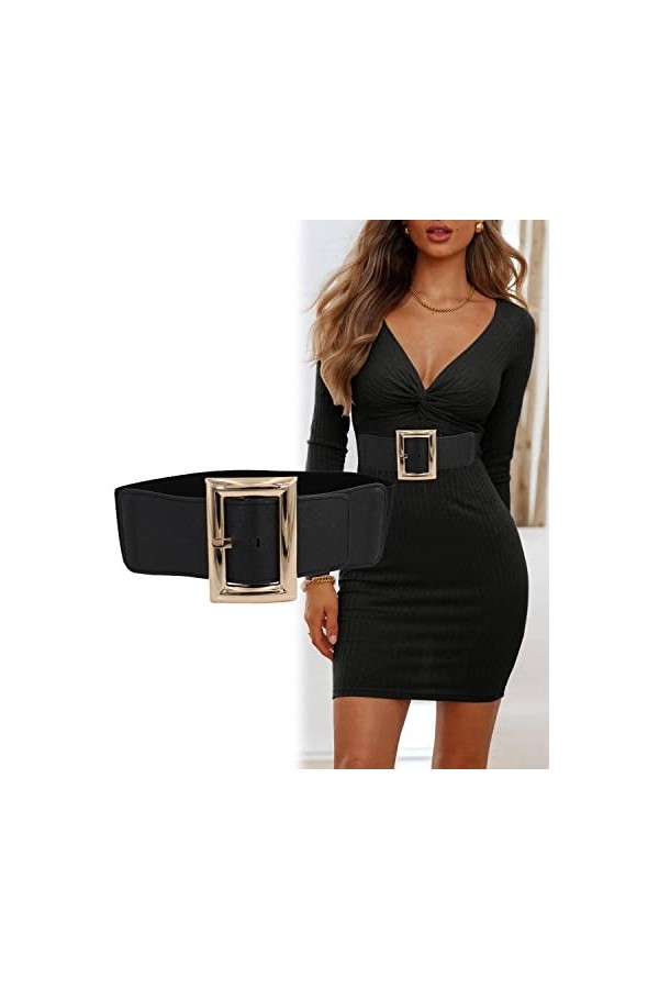 Ceinture élastique large avec boucle en métal, ceinture extensible pour femme, Style A, taille 23/32"