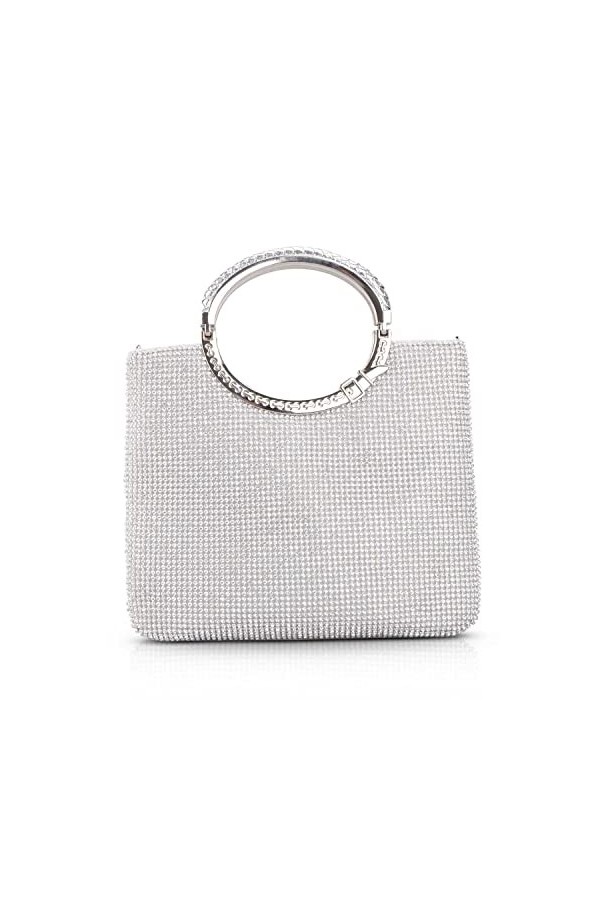 adoranda Pochette Soiree Femme Strass Sac Mariage Elegant Clutch Sac à Main Bandoulière Or et Argent