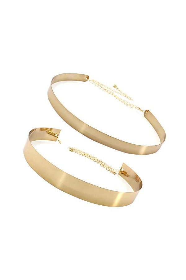 Ceinture Chaîne Réglable en Métal Doré pour Femmes ANSUG Accessoire de Taille Brillant avec Plaque de Métal de 2cm et 3.5cm p