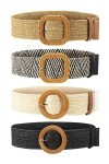 4 Pièces Ceinture de Taille Élastique Extensible en Paille Tissée Ceinture de Robe Skinny pour Femme Bande de Robe de Taille 