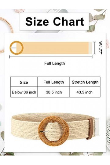 4 Pièces Ceinture de Taille Élastique Extensible en Paille Tissée Ceinture de Robe Skinny pour Femme Bande de Robe de Taille 