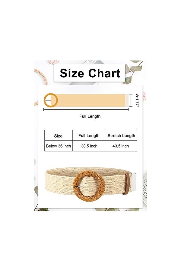 4 Pièces Ceinture de Taille Élastique Extensible en Paille Tissée Ceinture de Robe Skinny pour Femme Bande de Robe de Taille 