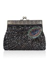Guozi Femmes Perlé Sequin Sac À Bandoulière Paon Soirée Sac À Bandoulière Pochette Pour Mariage Parti Black 