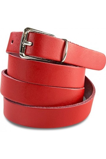 fashionchimp ® Ceinture de base pour femmes en cuir lisse 100% véritable, ceinture étroite, largeur environ 2,0cm - Made In G
