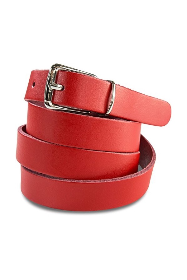 fashionchimp ® Ceinture de base pour femmes en cuir lisse 100% véritable, ceinture étroite, largeur environ 2,0cm - Made In G