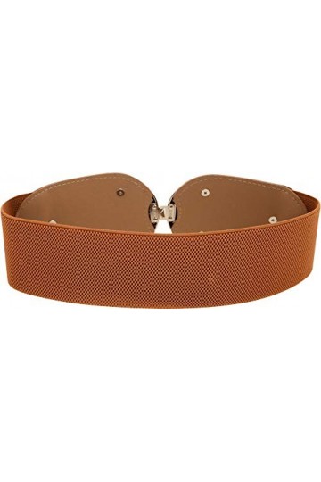 BlackButterfly Large Élastique Vintage Sangle Métal Emboîtement Boucle Ceinture Marron, XXL 