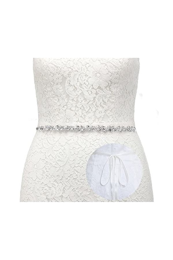 JOLIGAEA Strass Cristal Nuptiale Ruban Ceinture de Mariage Accessoire Pour Robe de Mariée Accessoire Embellissements Ceinture