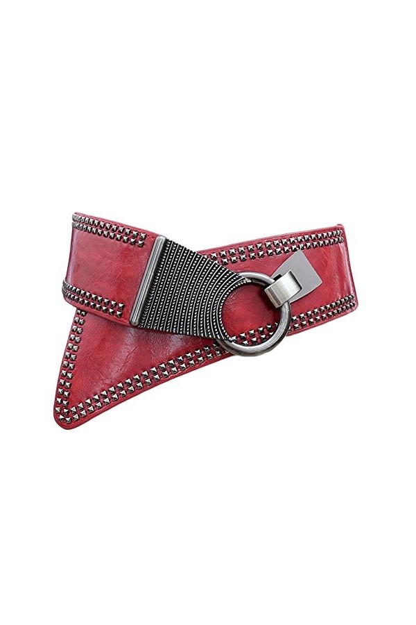 Oyccen Femmes Punk Rivet Ceinture de Boucle Alliage Élastique Dames Taille Corset Robe Décoration,Noir,Taille unique