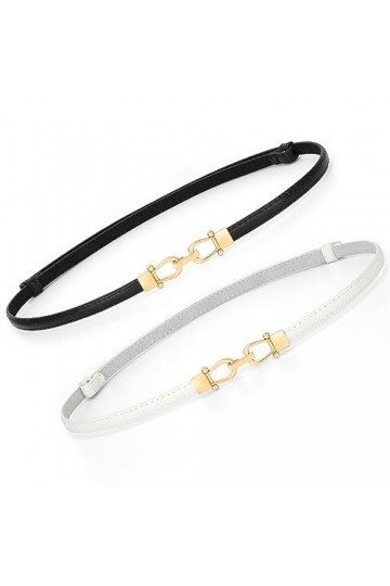 XZQTIVE Ceinture en cuir skinny pour femme - Réglable - Taille fine - Ceinture tendance pour robe, 2-noir+blanc, Passend für 