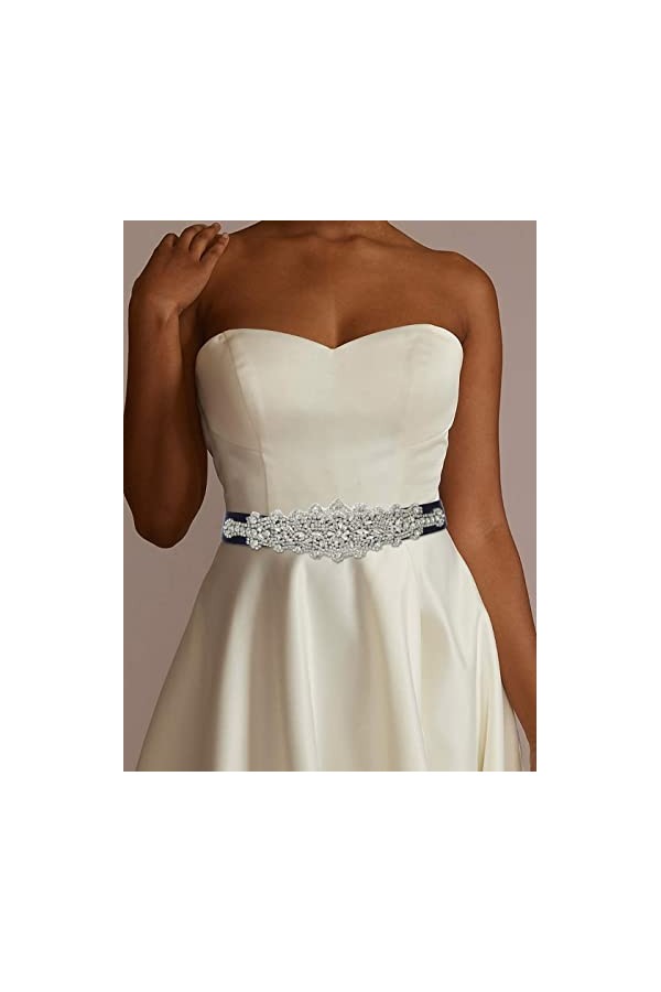 IYOU Ceinture de mariage Strass Ceinture de Robe de Mariage Bleu Marine Cristal Prom Ceinture de la Mariée avec Appliques pou