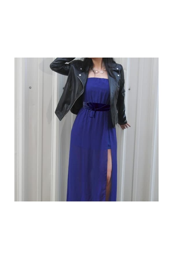 ZOULOO Ceinture Large En cuir veritable Pour Femme Style ObI , Ceinture En Croute De Cuir, Daim Naturel, Ceinture Wrap a Noue