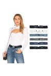 6 Pièces Extensible Ceinture Sans Boucle Femme Invisible Sans Boucles de Ceinture Elastique Elastic Belt Pour Jeans Pantalon 